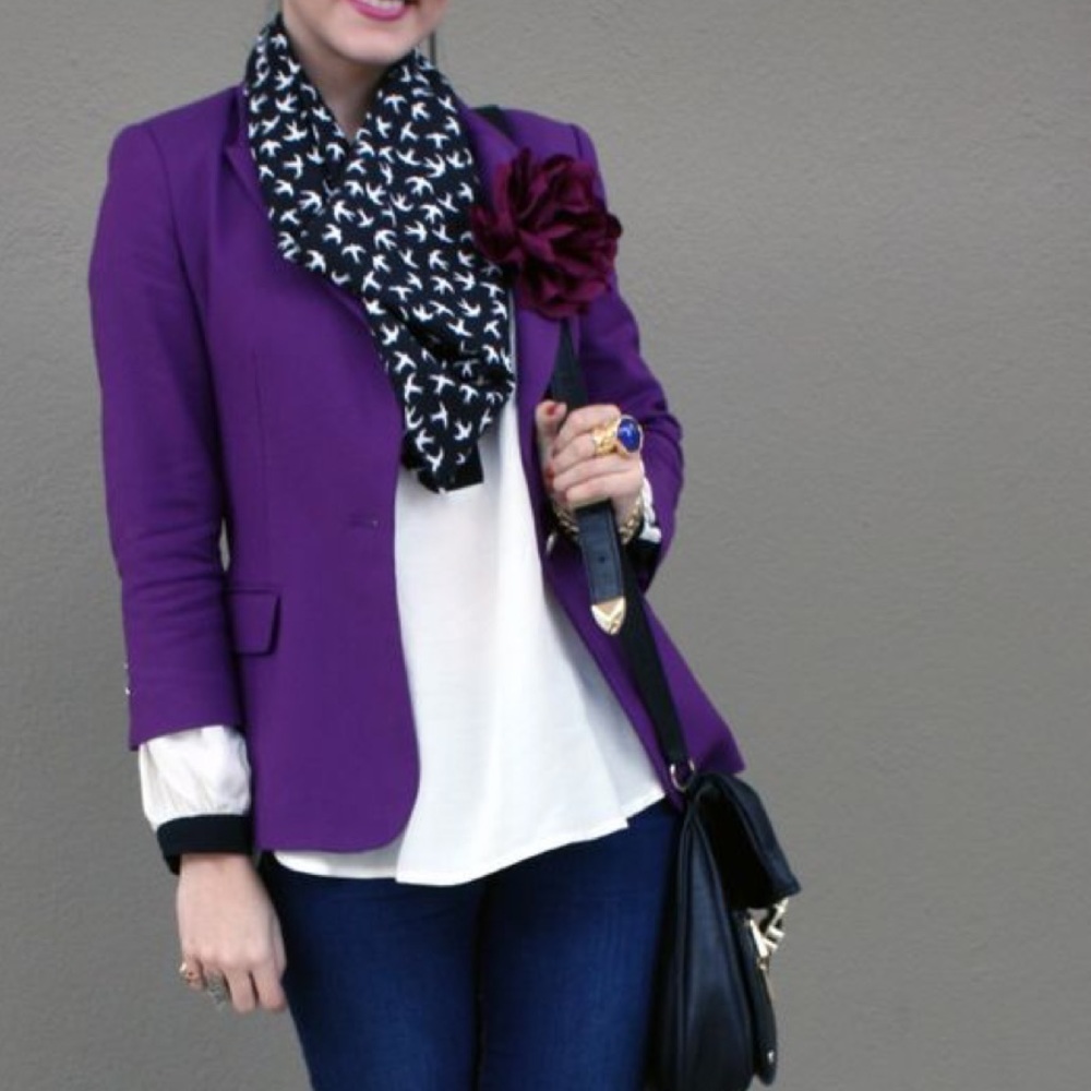 Peter Nygard Royal Purple One Button Blazer